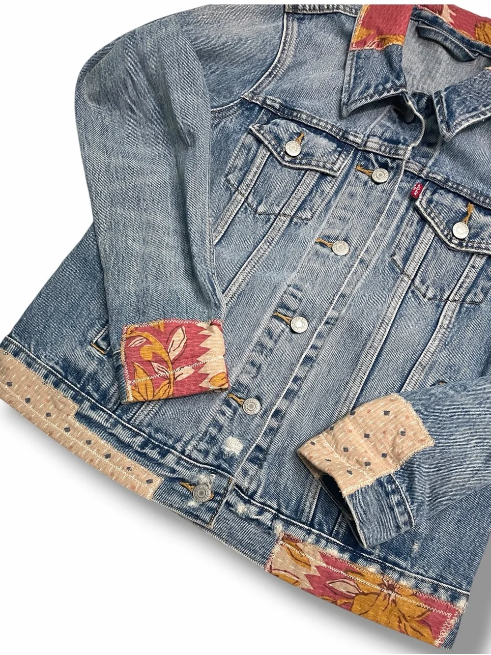 Levi's Premium Faded Boyfriend Desperado Sample Patchwork Denim Jacket Small